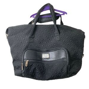 Large Tote Purse Bag Adrienne Vittadini Black Quilted Diamond Pattern